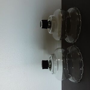 2 ciear glass home interiors votive cups with grommets